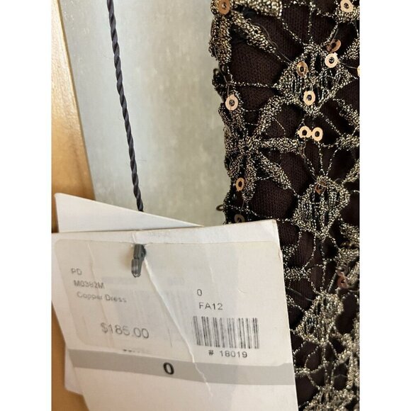 NWT Women’s Muse Brown Sequin V Neck Cocktail Dress Lined Size 0 MSRP $185 - Picture 5 of 13